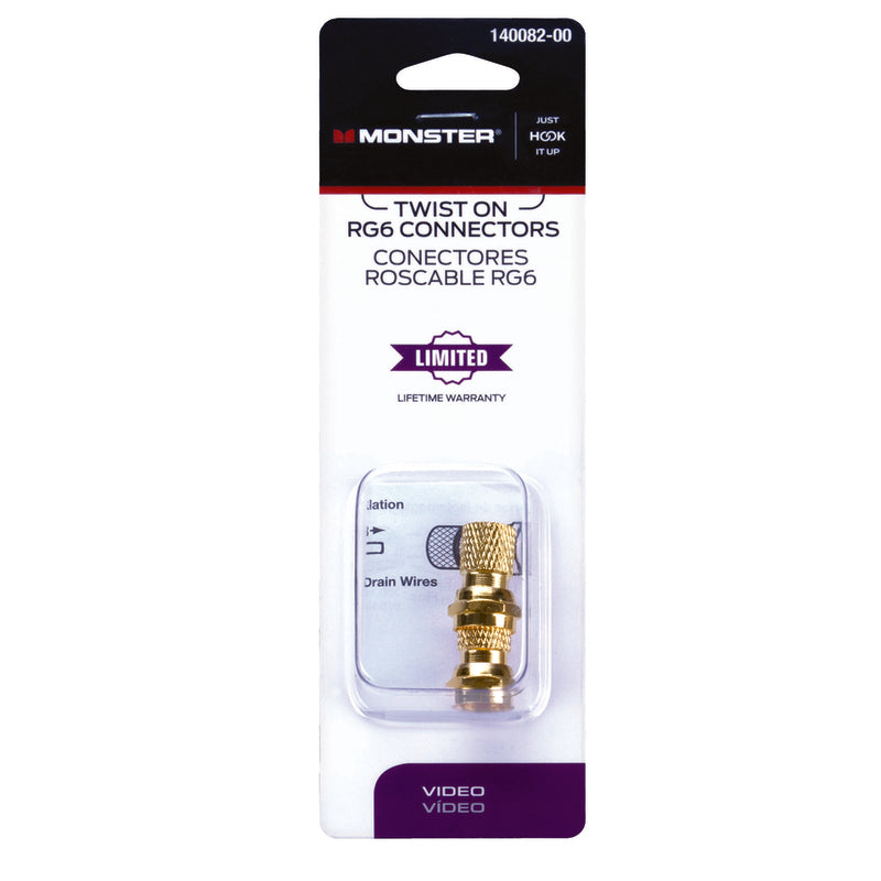 Monster Just Hook It Up Twist-On RG6 Coaxial Connector 2 pk