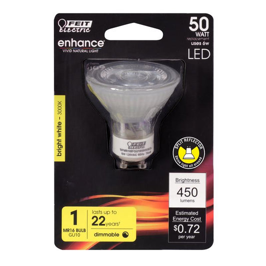 Feit Enhance MR16 GU10 LED Bulb Bright White 50 Watt Equivalence 1 pk
