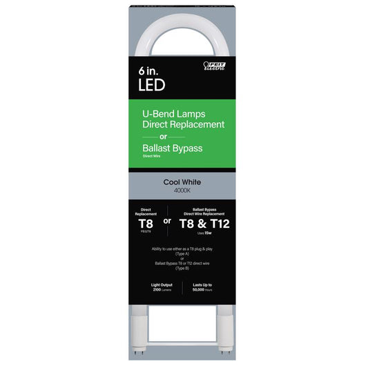 Feit Plug & Play T8 and T12 Cool White 22.5 in. G13 U-Bend LED Linear Lamp 32 Watt Equivalence 1 pk