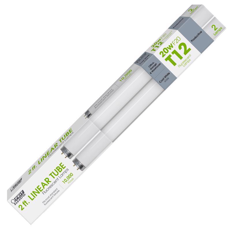 Feit Electric  20 watt 1.5 in. Dia. x 24 in. L Fluorescent Bulb  Cool White  Linear 2 pk