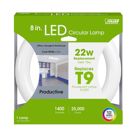Feit Plug & Play T9 Cool White 8 in. G10Q Circular LED Bulb 22 Watt Equivalence 1 pk