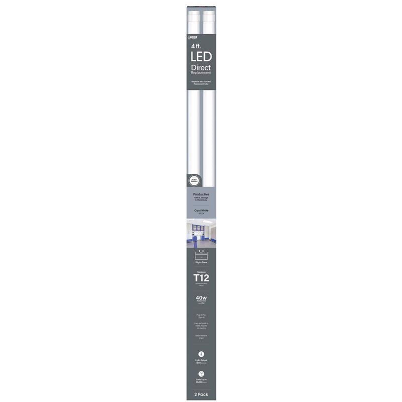 Feit Plug & Play T12 Cool White 48 in. G13 (Medium Bi-Pin) Linear LED Bulb 40 Watt Equivalence 2 pk