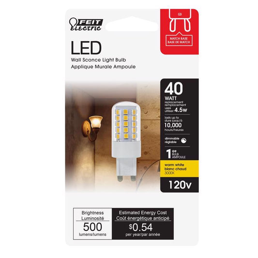 Feit T4 Bi-Pin LED Bulb Warm White 40 Watt Equivalence 1 pk