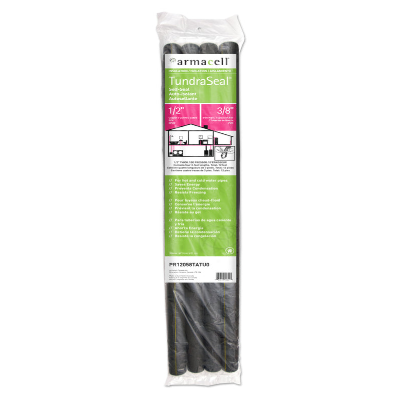 Armacell TundraSeal Self Sealing 1/2 in. X 3 ft. L Polyethylene Foam Pipe Insulation