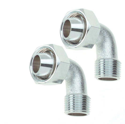 William Harvey Bent Bathcock Coupling Universal 1/2 in. Silver Brass 2 pc