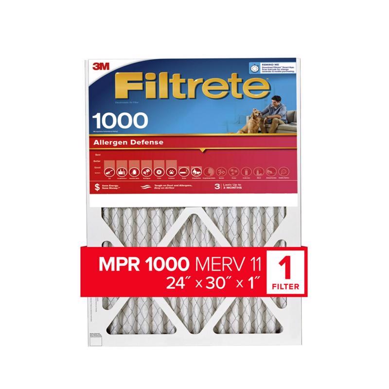 Filtrete 24 in. W X 30 in. H X 1 in. D 1000 MPR Pleated Allergen Air Filter 1 pk