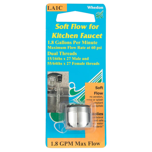 Whedon Laminar Flow Dual Thread 15/16 in.- 27M x 55/64 in.-27F Chrome Plated Faucet Aerator