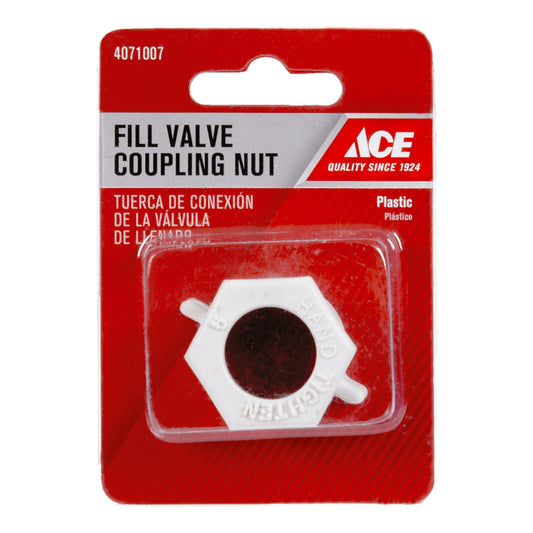Ace Fill Valve Coupling Nut White Plastic