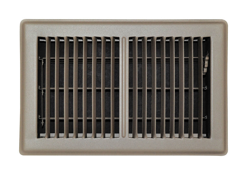 Tru Aire 6 in. H X 10 in. W 2-Way Powder Coat Brown Steel Floor Register