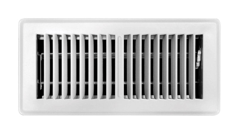 Tru Aire 4 in. H X 10 in. W 2-Way Powder Coat White Steel Floor Register