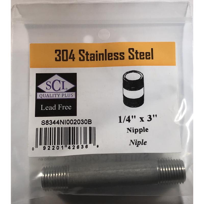 Ace 1/4 in. MPT Stainless Steel 3 in. L Nipple