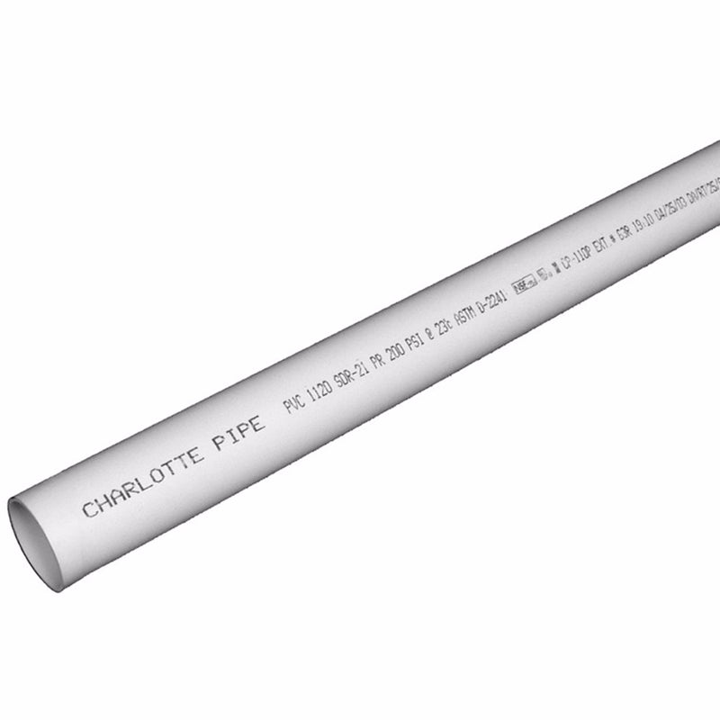 Charlotte Pipe SDR21 PVC Pressure Pipe 3/4 in. D X 10 ft. L Plain End 200 psi