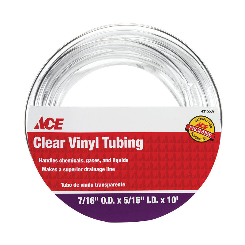 Ace ProLine 5/16 in. D X 7/16 in. D X 10 ft. L PVC Vinyl Tubing