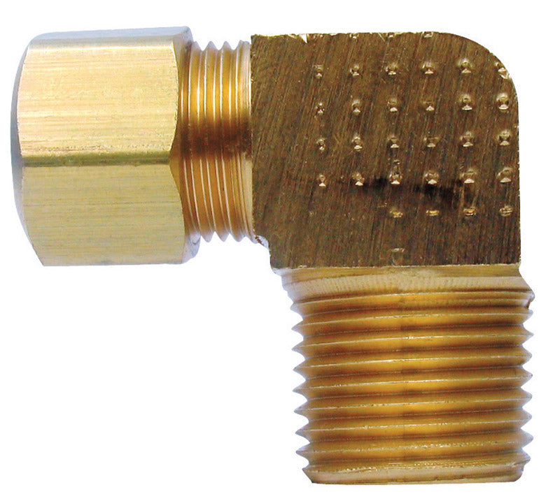 Ace 3/8 in. Compression X 1/2 in. D MPT Yellow Brass Elbow