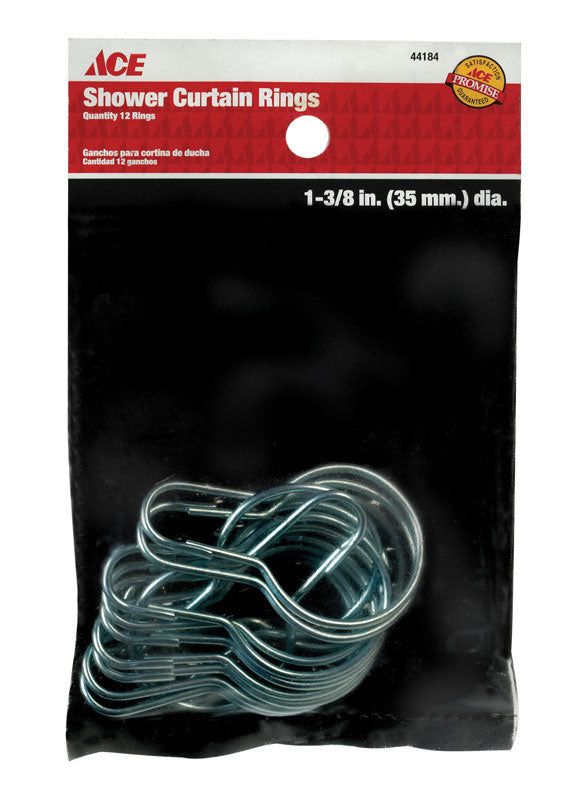 Ace Shower Curtain Rings 72 in. L Silver