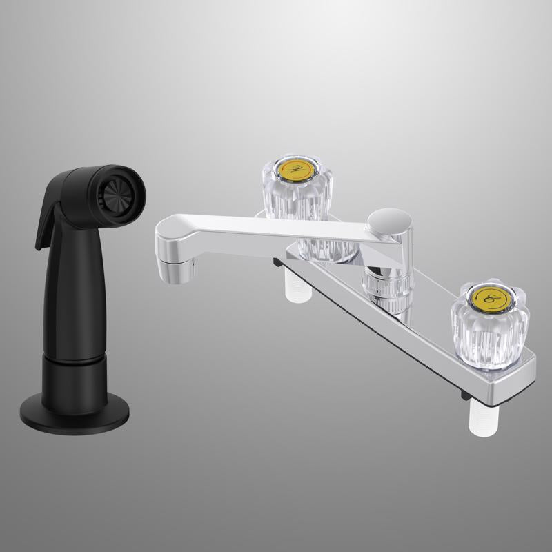 Home Plus Two Handle Chrome Kitchen Faucet Side Sprayer Included