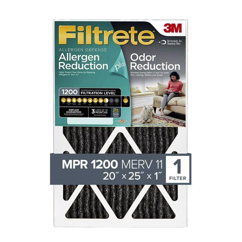 Filtrete Odor Reduction 20 in. W X 25 in. H X 1 in. D Carbon 1200 MPR Pleated Air Filter 1 pk