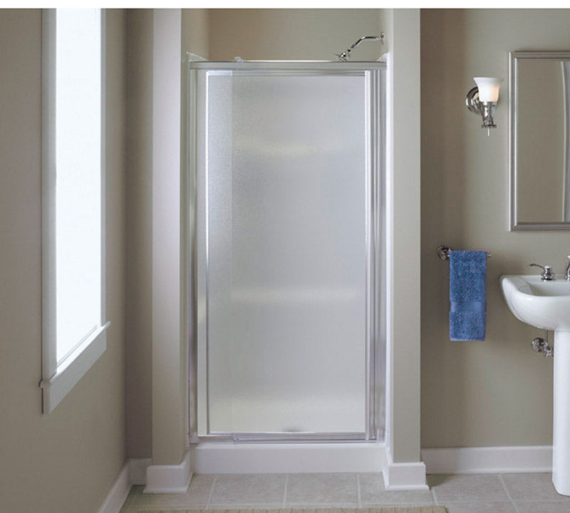 Vista Pivot 65.5 in. H X 36 in. W Silver Silver Framed Shower Door