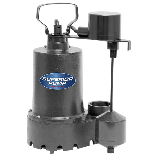 Superior Pump 1/2 HP 3300 gph Cast Iron Vertical Float Switch AC Submersible Sump Pump 10 ftÂ³