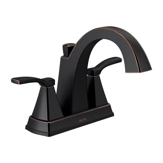 Delta Flynn Oil Rubbed Bronze Traditional Centerset Bathroom Sink Faucet 4 in.