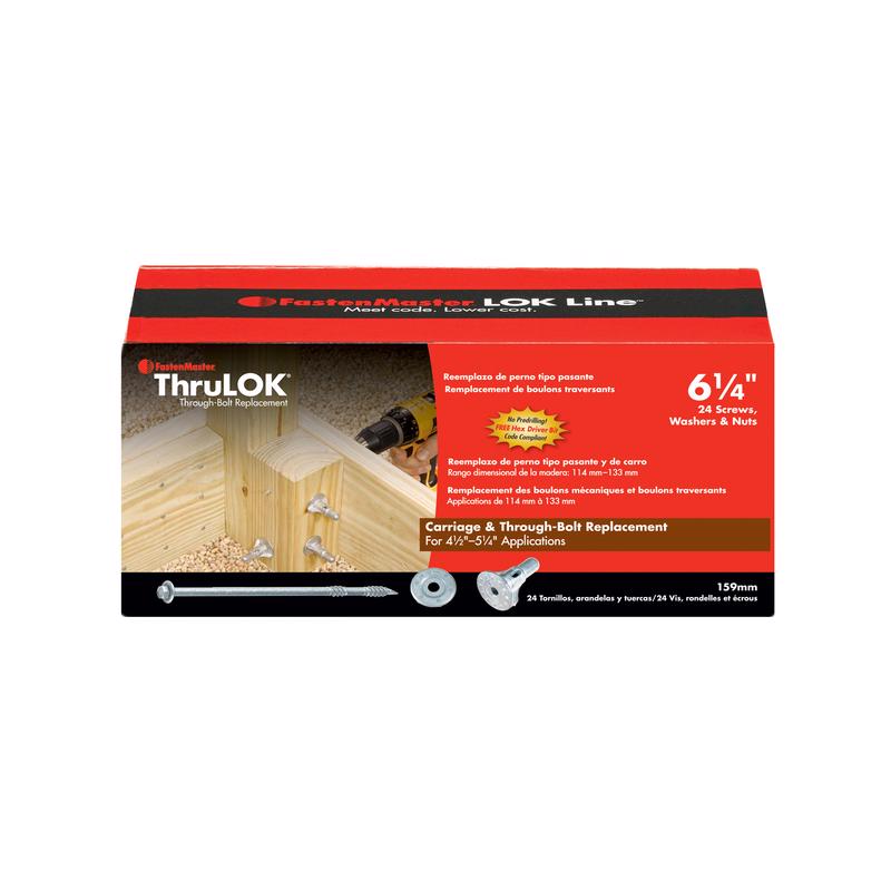 FastenMaster ThruLok No. 14 X 6.25 in. L Hex Galvanized Coarse Wood Screws 24 pk