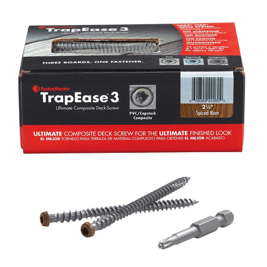 FastenMaster TrapEase No. 20 X 2-1/2 in. L Spiced Rum Torx Ttap Star Head Composite Deck Screws 75 p
