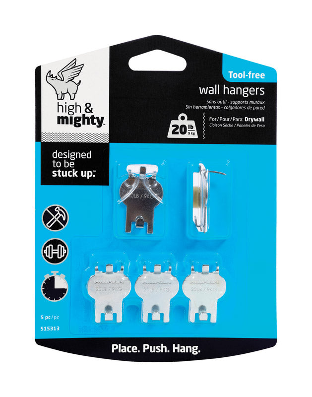 HILLMAN High & Mighty Steel-Plated Gray Hanger Picture Hanger 20 lb 5 pk