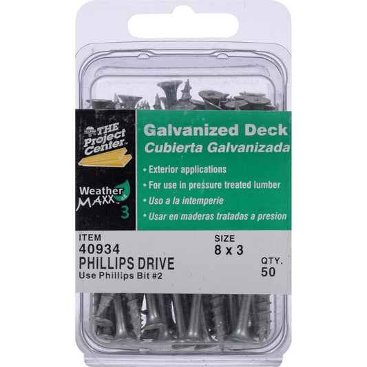 HILLMAN Fas-N-Tite No. 8 Ga. X 3 in. L Gray Phillips Bugle Head Deck Screws 50 pk