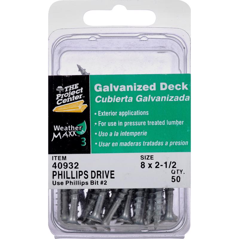 HILLMAN Fas-N-Tite No. 8 Ga. X 2-1/2 in. L Gray Phillips Bugle Head Deck Screws 50 pk