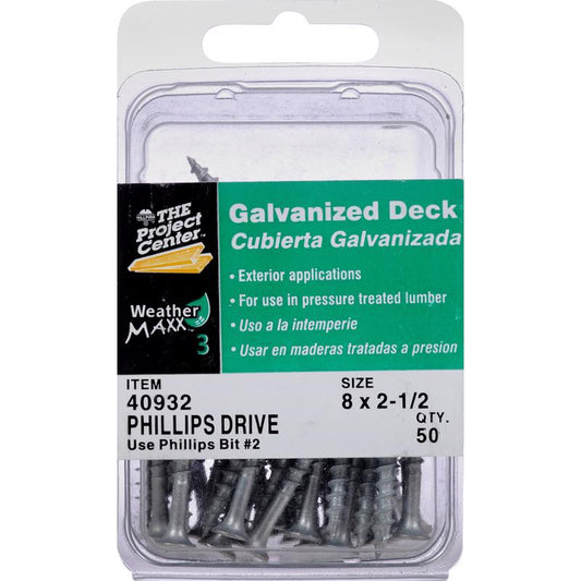 HILLMAN Fas-N-Tite No. 8 Ga. X 2-1/2 in. L Gray Phillips Bugle Head Deck Screws 50 pk