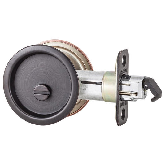 Kwikset Venetian Bronze Metal Indoor Round Bed/Bath Pocket Door Lock