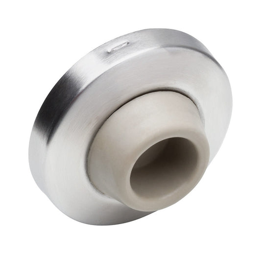 Ives 2-1/2 in. W X 3/8 in. L Brass Satin Chrome Silver Wall Door Stop Mounts to wall