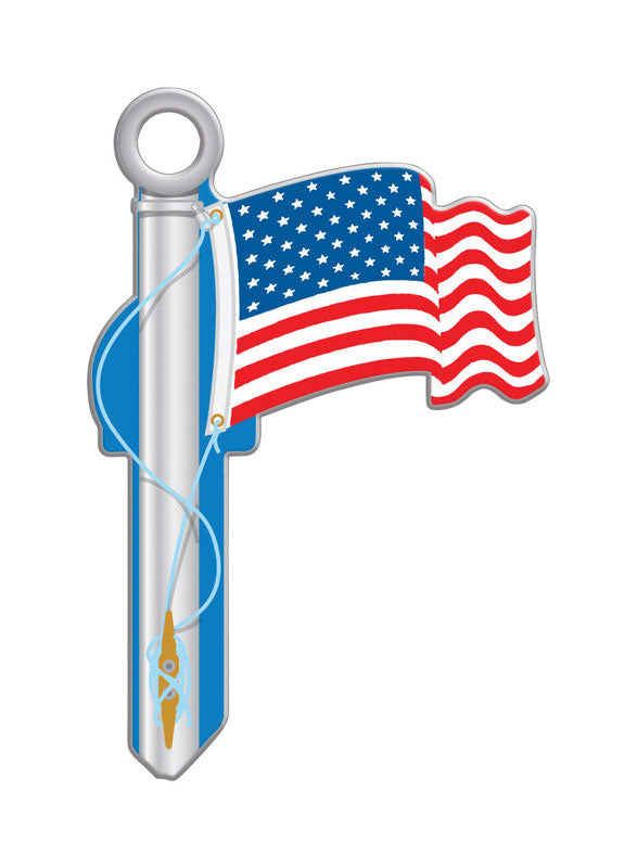 Lucky Line American Flag House Key Blank 68 SC1 Single For Schlage Locks
