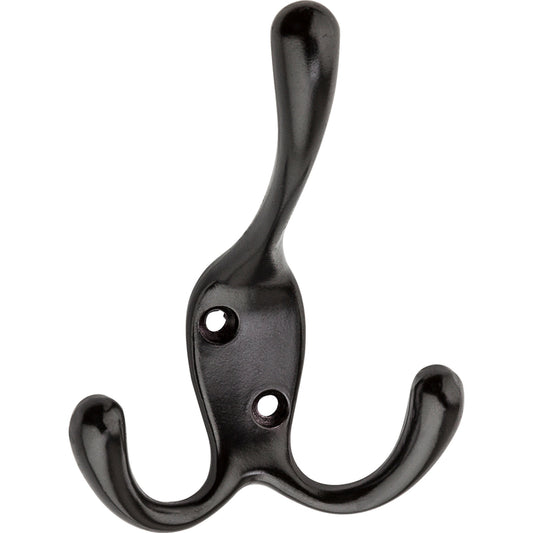 National Hardware Oil Rubbed Bronze Black Zinc 3-15/16 in. L Triple Hook 1 pk