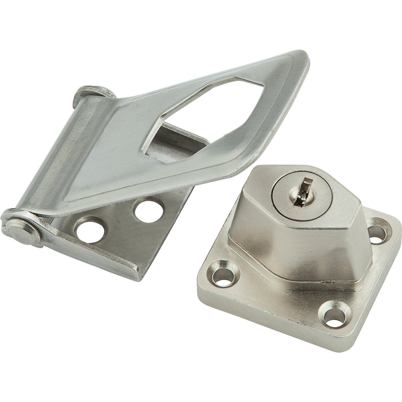 National Hardware Brushed Stainless Steel 3-1/2 in. L Keyed Hasp Lock 1 pk