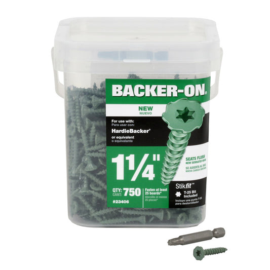Backer-On No. 9 in. X 1.25 in. L Star Flat Head Serrated Cement Board Screws