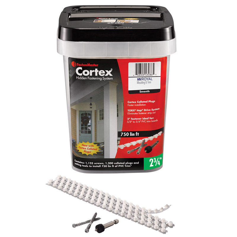 FastenMaster Cortex No. 8 X 2-3/4 in. L Star Trim Head Self Tapping Trim Screws with Plugs