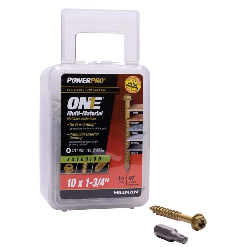 HILLMAN Power Pro No. 10 Ga. X 1-3/4 in. L Star Hex Washer Head Coarse Multi-Material Screws