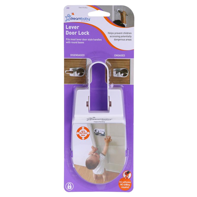 Dreambaby White Plastic Lever Handle Lock 1 pk