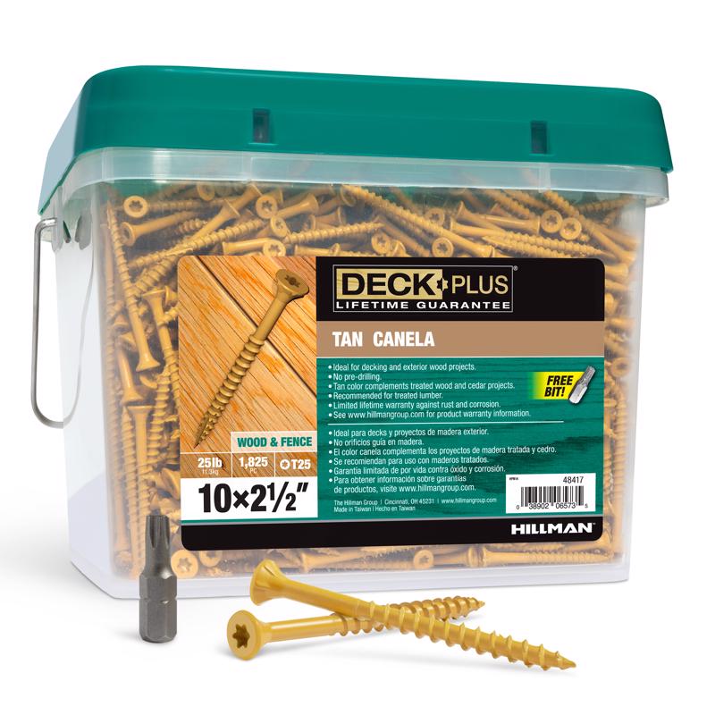 HILLMAN Deck Plus No. 10 in. X 2-1/2 in. L Tan Star Flat Head Exterior Deck Screws 25 lb 1825 pk