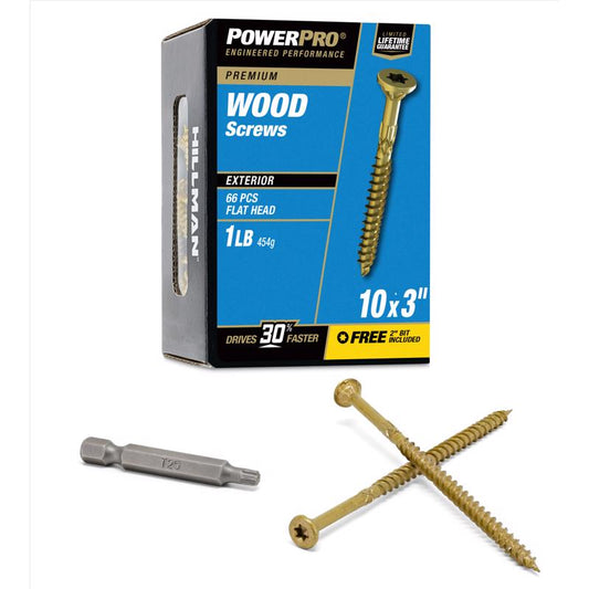 HILLMAN Power Pro No. 10 Ga. X 3 in. L Bronze Star Flat Head Exterior Deck Screws 1 lb 66 pk