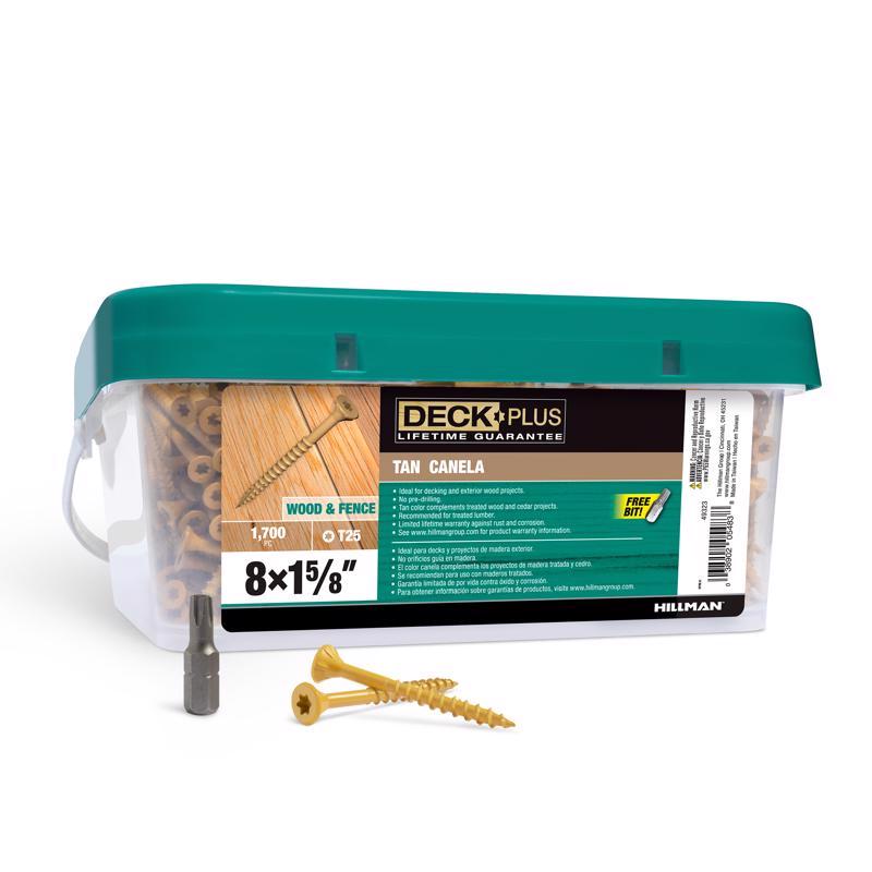 HILLMAN Deck Plus No. 8 Ga. X 1-5/8 in. L Tan Star Flat Head Exterior Deck Screws 11 lb 1700 pk