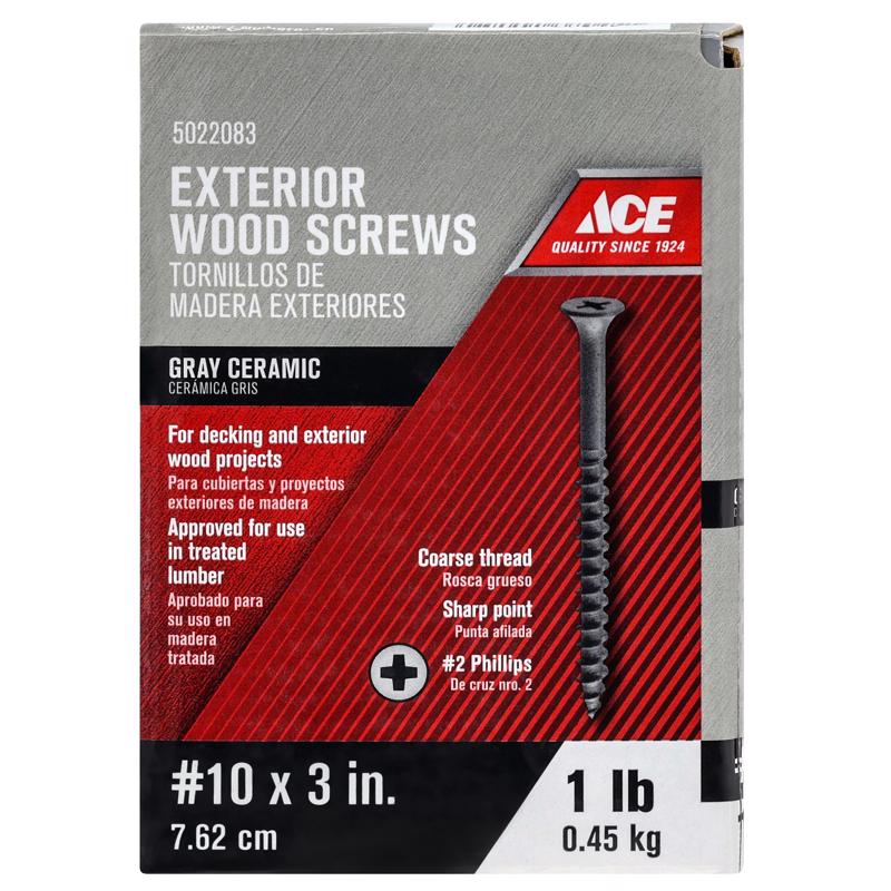 HILLMAN No. 10 Ga. X 3 in. L Phillips Gray Coarse Wood Screws 59 pk
