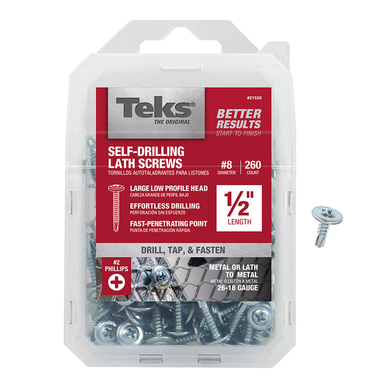 Teks No. 8 in. X 1/2 in. L Phillips Truss Head Tapping Lath Screws