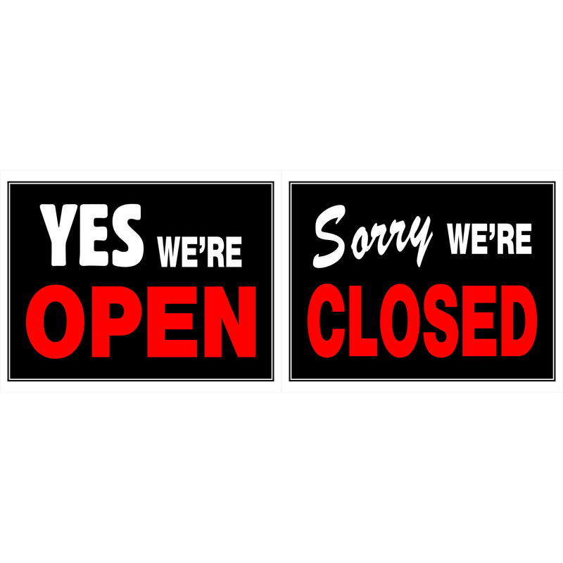 HILLMAN English Black Open/Close Sign 15 in. H X 19 in. W