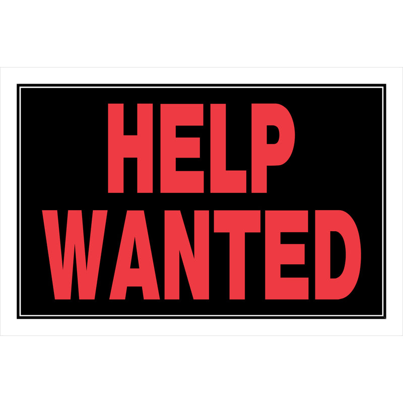 HILLMAN English Black Help Wanted Sign 8 in. H X 12 in. W