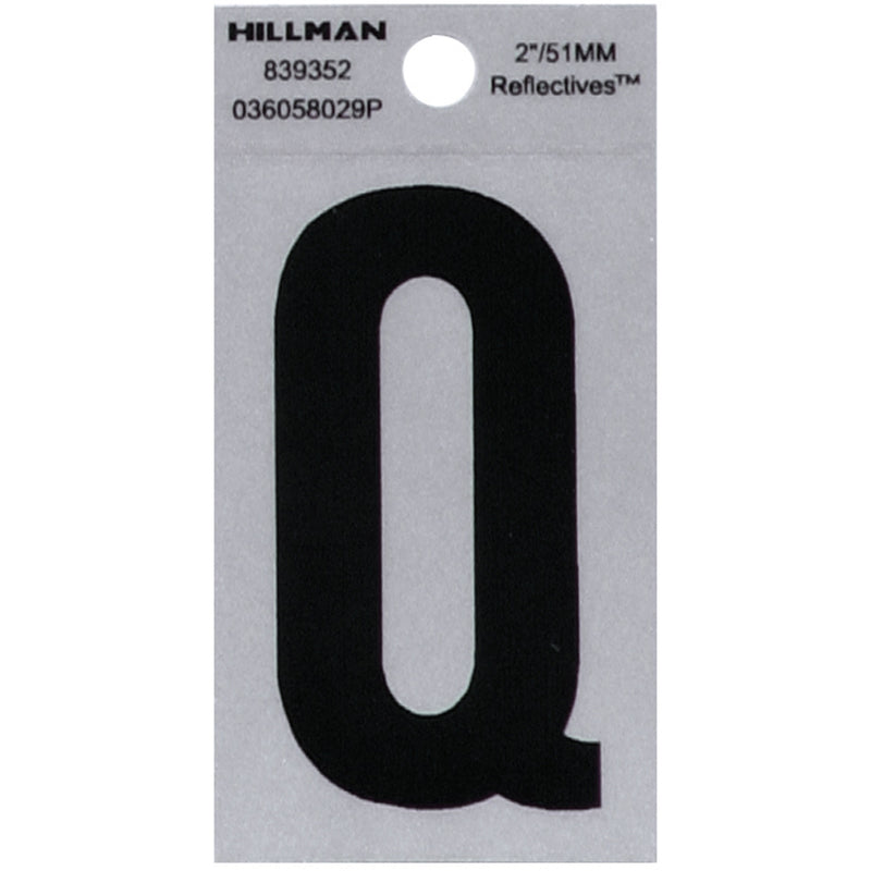 HILLMAN 2 in. Reflective Black VinylÂ  Self-Adhesive Letter Q 1 pc