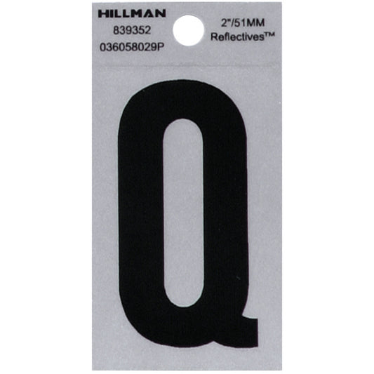 HILLMAN 2 in. Reflective Black VinylÂ  Self-Adhesive Letter Q 1 pc