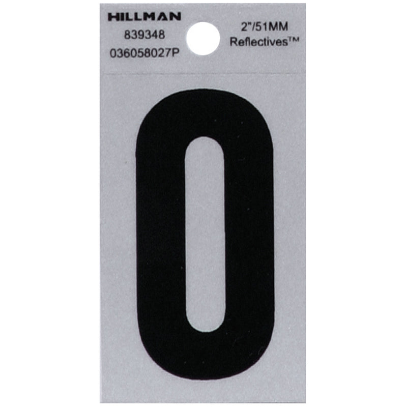 HILLMAN 2 in. Reflective Black VinylÂ  Self-Adhesive Letter O 1 pc