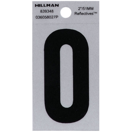 HILLMAN 2 in. Reflective Black VinylÂ  Self-Adhesive Letter O 1 pc
